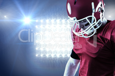 Composite image of close up view of american football player foc