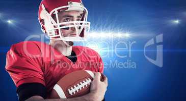 Composite image of american football player being ready for play