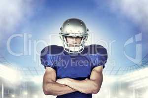 Composite image of portrait confident of american football playe