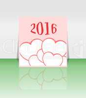 Happy new year 2016 word on blank note book with red heart shape, new year template