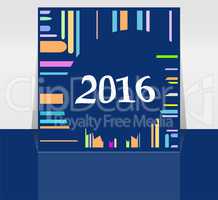 Abstract New Year 2016 card. Multicolor holiday greeting card. Creative flat design, concept for banner, poster, flyer design, night party