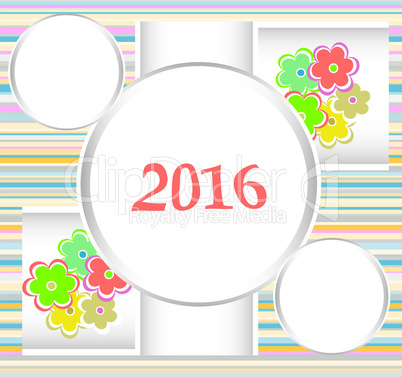Happy New Year 2016. Decorative vintage ornamental