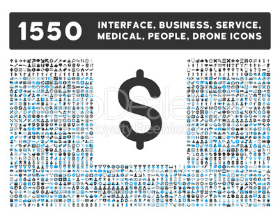 Dollar Icon and More Interface, Business, Tools, People, Medical, Awards Flat Glyph Icons