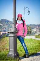 Young woman posing outdoor in autumn.