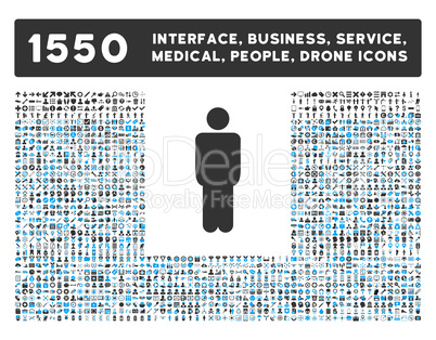 Man Icon and More Interface, Business, Tools, People, Medical, Awards Flat Glyph Icons