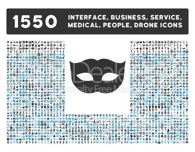 Privacy Mask Icon and More Interface, Business, Tools, People, Medical, Awards Flat Glyph Icons