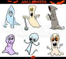 halloween ghosts cartoon set