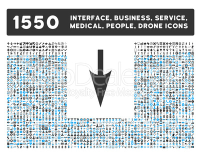Sharp Down Arrow Icon and More Interface, Business, Tools, People, Medical, Awards Flat Glyph Icons