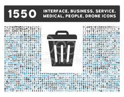 Trash Can Icon and More Interface, Business, Tools, People, Medical, Awards Flat Glyph Icons