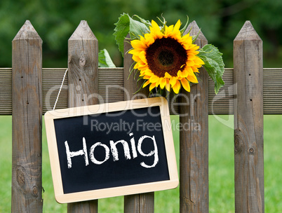 Honig - Kreidetafel mit Sonnenblume