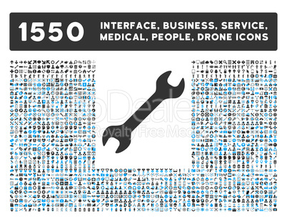 Wrench Icon and More Interface, Business, Tools, People, Medical, Awards Flat Glyph Icons