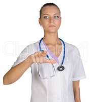 Healthcare. The woman in white coat.