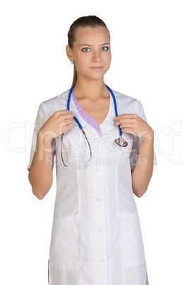Woman doctor wearing a stethoscope around his neck