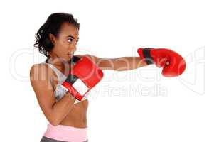 African american woman doing punch.