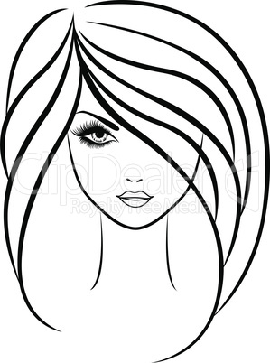 Abstract outline portrait of beautiful girl