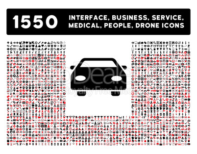 Car Icon and More Interface, Business, Tools, People, Medical, Awards Flat Glyph Icons