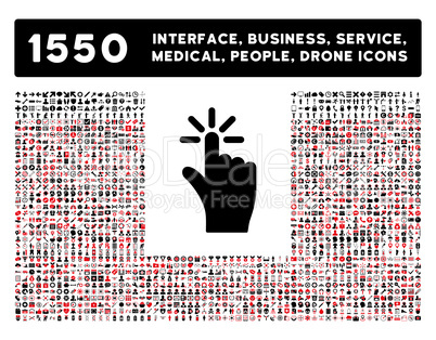 Click Icon and More Interface, Business, Tools, People, Medical, Awards Flat Glyph Icons