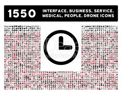 Clock Icon and More Interface, Business, Tools, People, Medical, Awards Flat Glyph Icons