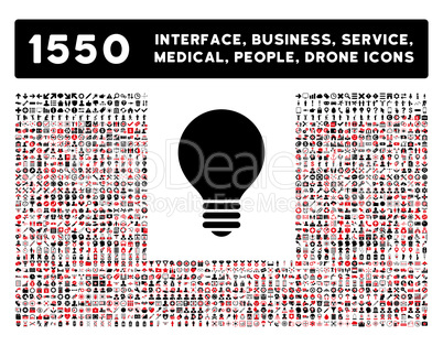 Electric Bulb Icon and More Interface, Business, Tools, People, Medical, Awards Flat Glyph Icons