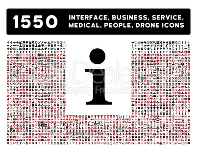 Info Icon and More Interface, Business, Tools, People, Medical, Awards Flat Glyph Icons