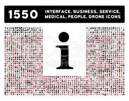 Info Icon and More Interface, Business, Tools, People, Medical, Awards Flat Glyph Icons
