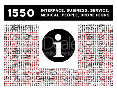 Information Icon and More Interface, Business, Tools, People, Medical, Awards Flat Glyph Icons