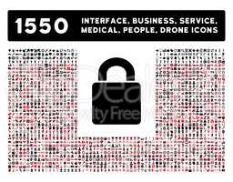 Lock Icon and More Interface, Business, Tools, People, Medical, Awards Flat Glyph Icons