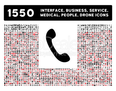Phone Icon and More Interface, Business, Tools, People, Medical, Awards Flat Glyph Icons