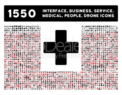 Plus Icon and More Interface, Business, Tools, People, Medical, Awards Flat Glyph Icons