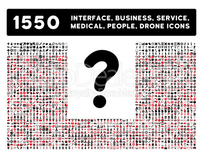 Question Icon and More Interface, Business, Tools, People, Medical, Awards Flat Glyph Icons