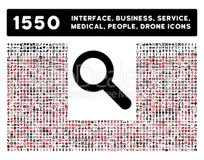 Search Icon and More Interface, Business, Tools, People, Medical, Awards Flat Glyph Icons