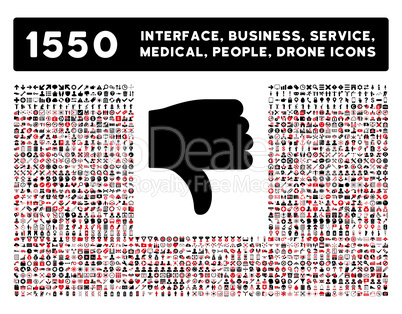 Thumb Down Icon and More Interface, Business, Tools, People, Medical, Awards Flat Glyph Icons