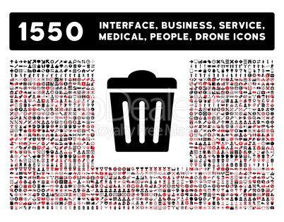 Trash Can Icon and More Interface, Business, Tools, People, Medical, Awards Flat Glyph Icons