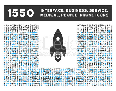 Rocket Icon and More Interface, Business, Tools, People, Medical, Awards Flat Glyph Icons