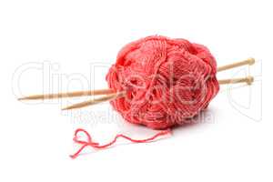 Woolen balls and knitting needles