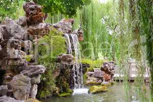 small waterfall in beautiful park