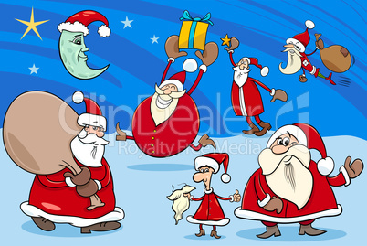 santa clauses group cartoon
