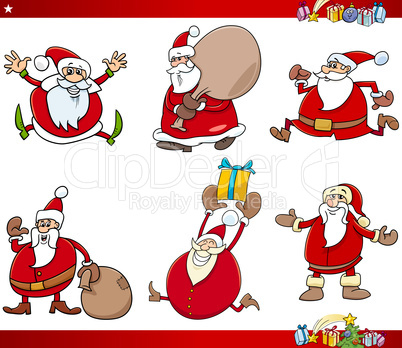 santa and christmas cartoon set