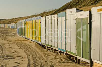 Beach huts on the beach of Zoutelande in the Netherlands