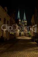 Illuminated church of the city of Deventer Netherlands