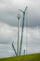 Construction of a modern windmill in the Netherlands