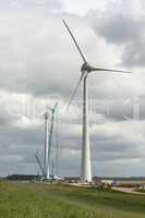 Construction of a modern windmill in the Netherlands