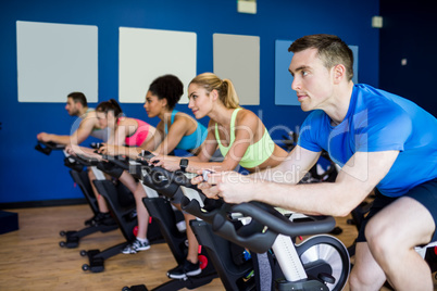 Fit people in a spin class