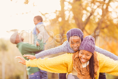 View of a happy young family