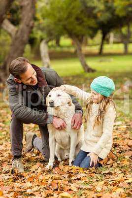 Young family with a dog