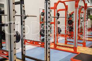 Shot of weights and barbells