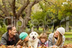 Young family with a dog