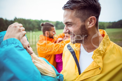 Happy couple on a hike