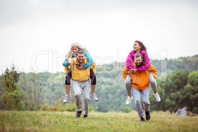 Friends having fun on a hike