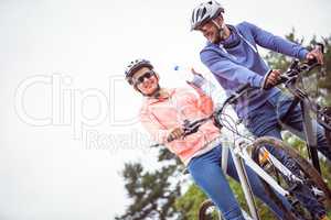 Happy couple on a bike ride